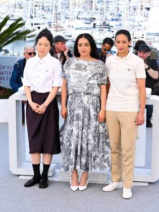 Cannes, 78th Cannes Film Festival 2025 - day 5 - Photocall of the film La Petite Derniere Cannes, 78th Cannes Film Festival 2025 - day 5 - Photocall of the film La Petite Derniere . In the photo Park Ji-Min, Nadia Melliti, Hafsia Herzi Cannes France  Copyright: xIPA ABACAx