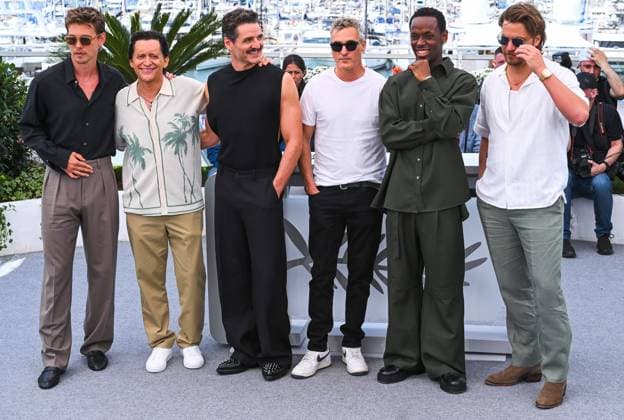Cannes, 78th Cannes Film Festival 2025 - day 5 - photocall of the film Eddington - In the picture: Austin Butler, Clifton Collins Jr., Pedro Pascal, Joaquin Phoenix, Micheal Ward and Luke Grimes  Copyright: xAlbertoxTerenghix xipa-agency.netx xPoolxPhotoxEventsx05x IPA_Agency_IPA57815858
