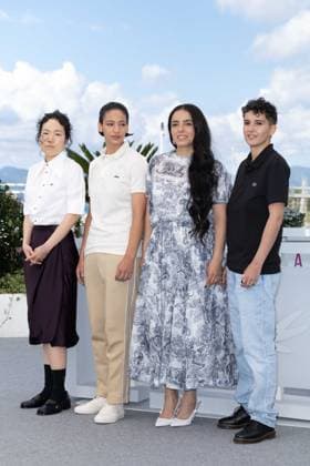 Cannes - La Petite Derniere Photocall Fatima Daas, Park Ji-Min, Hafsia Herzi and Nadia Melliti pose during the La Petite Derniére photocall at the 78th annual Cannes Film Festival at Palais des Festivals on May 17, 2025 in Cannes, France. Photo by Shootpix ABACAPRESS COM Cannes France  Copyright: xShootpix ABACAx