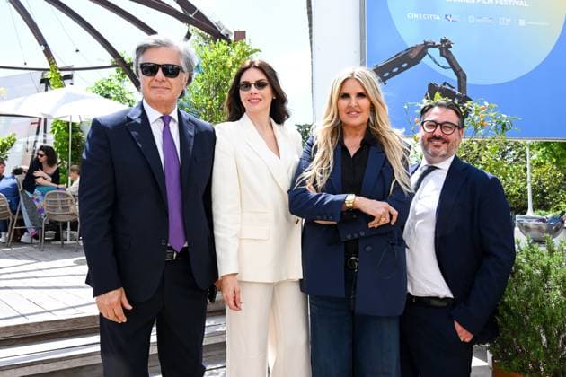 Cannes, 78th Cannes Film Festival 2025, Taormina Film Festival Press Conference In the photo: Ilenia Pastorelli, Tiziana Rocca, Felice Panebianco and Sergio Bonomo  Copyright: xManuelexMangiarottix xipa-agency.netx xPoolxPhotoxEventsx05x IPA_Agency_IPA57820769