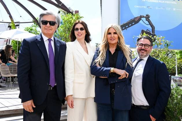 Cannes, 78th Cannes Film Festival 2025, Taormina Film Festival Press Conference In the photo: Ilenia Pastorelli, Tiziana Rocca, Felice Panebianco and Sergio Bonomo  Copyright: xManuelexMangiarottix xipa-agency.netx xPoolxPhotoxEventsx05x IPA_Agency_IPA57820773
