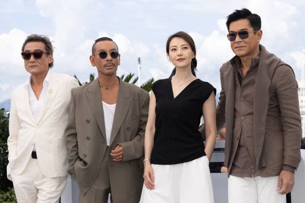 Cannes - Sons Of The Neon Night Photocall Tony Leung Ka-fai, Juno Mak, Gao Yuan Yuan and Louis Koo pose during the Sons of the Neon Night photocall at the 78th annual Cannes Film Festival at Palais des Festivals on May 17, 2025 in Cannes, France. . Photo by Shootpix ABACAPRESS.COM Cannes France  Copyright: xShootpix ABACAx