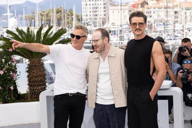 Eddington photocall Joaquin Phoenix, Ari Aster, Pedro Pascal pose during the Eddington photocall at the 78th annual Cannes Film Festival at Palais des Festivals on May 17, 2025 in Cannes, France. 5 in Cannes, France.  Copyright: x Chassery+Courdjix