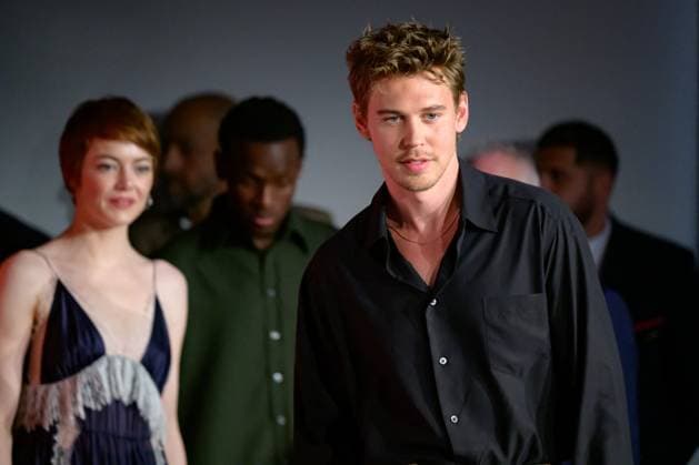 Cannes Eddington Press Conference NG Emma Stone and Austin Butler attending the press conference for ‘Eddington’ at Palais Des Festivals in Cannes, France on May 17 2025 as part of the 78th Cannes Film Festival. Photo by Nicolas Genin ABACAPRESS.COM Cannes France  Copyright: xGeninxNicolas ABACAx