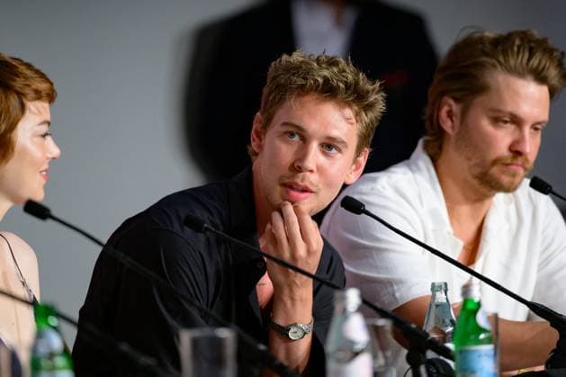 Cannes Eddington Press Conference NG Austin Butler and Emma Stone attending the press conference for ‘Eddington’ at Palais Des Festivals in Cannes, France on May 17 2025 as part of the 78th Cannes Film Festival. Photo by Nicolas Genin ABACAPRESS.COM Cannes France  Copyright: xGeninxNicolas ABACAx