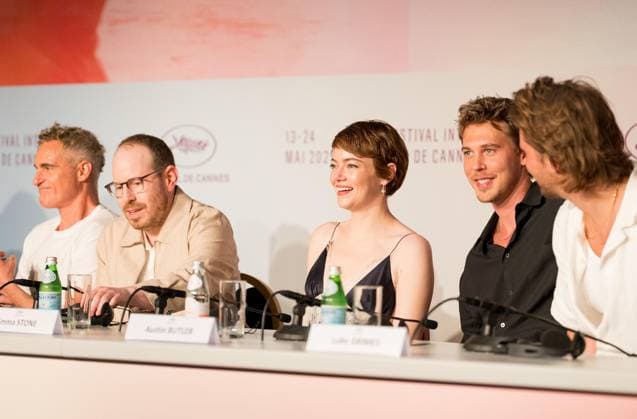 78eme Festival International du Film de Cannes Press conference for the film Eddington 78th Cannes International Film Festival Press conference for the film Eddington 444498 2020 01 17 Cannes France Stone, Emma Butler, Austin Aster, Ari  Copyright: xAnthonyxCarrelx xStarfacex STAR_444498_001