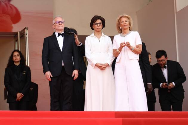 78eme Festival International du Film de Cannes Montée des marches Nouvelle Vague 78th Cannes Film Festival Red carpet of the film Nouvelle vague Thierry Fremaux, Rachida Dati and Iris Knobloch 444515 2025 05 17 Cannes France  Copyright: xIsabellexVautierx xStarfacex STAR_444515_084