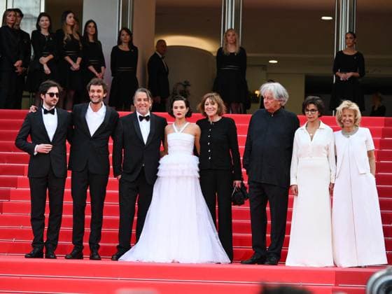 Cannes, 78th Cannes Film Festival 2025 - evening 5 - red carpet of the film Nouvelle Vague Cannes, 78th Cannes Film Festival 2025 - evening 5 - red carpet of the film Nouvelle Vague . In the Photo Photo Guillaume Marbeck, Aubry Dullin, Richard Linklater, Zoey Deutch, Laurent Petin, Michèle Halberstadt, Rachida Dati and the president of Cannes Iris Knobloch Cannes France  Copyright: xIPA ABACAx