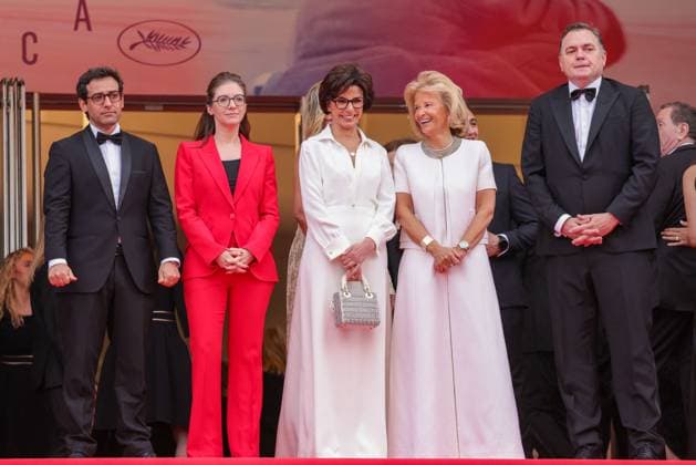 Cannes - Nouvelle Vague Red Carpet Aurore Berge, Thierry Fremaux, Cannes President Iris Knobloch and Rachida Dati attend the Nouvelle Vague (New Wave) red carpet at the 78th annual Cannes Film Festival at Palais des Festivals on May 17, 2025 in Cannes, France. Photo by Shootpix ABACAPRESS.COM Cannes France  Copyright: xShootpix ABACAx