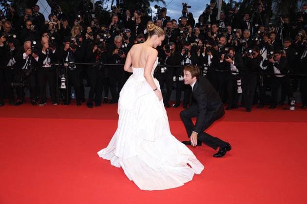 Cannes - Die My Love Red Carpet British actor Robert Pattinson and US actress Jennifer Lawrence attend the Die My Love red carpet at the 78th annual Cannes Film Festival at Palais des Festivals on May 17, 2025 in Cannes, France. Photo by Jerome Domine ABACAPRESS.COM Cannes France  Copyright: xDominexJerome ABACAx