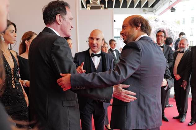 78eme Festival International du Film de Cannes Montée des marches Nouvelle Vague 78th International Cannes Film Festival Red carpet for Nouvelle vague Movie 444521 2025 05 17 France Tarantino, Quentin Adams, Kev Youn, Michael  Copyright: xSergexArnalx xStarfacex STAR_444521_010