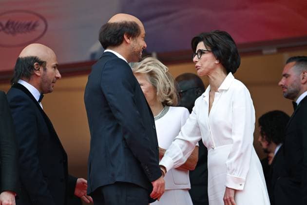 78eme Festival International du Film de Cannes Montée des marches Nouvelle Vague Festival de Cannes 2025 Red carpet Nouvelle vague Michael Youn, Kev Adams, Iris Knobloch, Rachida Dati 444525 2025 05 17 France Youn, Michael Adams, Kev  Copyright: xLionelxGuericolas MPPx STAR_444525_019