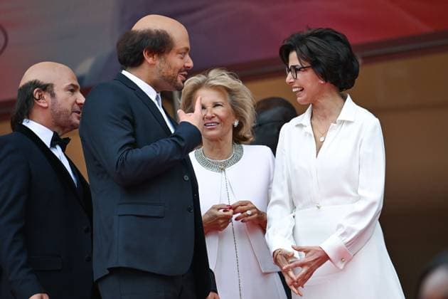78eme Festival International du Film de Cannes Montée des marches Nouvelle Vague Festival de Cannes 2025 Red carpet Nouvelle vague Michael Youn, Kev Adams, Iris Knobloch, Rachida Dati 444525 2025 05 17 France Youn, Michael Adams, Kev  Copyright: xLionelxGuericolas MPPx STAR_444525_024
