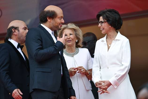 78eme Festival International du Film de Cannes Montée des marches Nouvelle Vague Festival de Cannes 2025 Red carpet Nouvelle vague Michael Youn, Kev Adams, Iris Knobloch, Rachida Dati 444525 2025 05 17 France Youn, Michael Adams, Kev  Copyright: xLionelxGuericolas MPPx STAR_444525_025