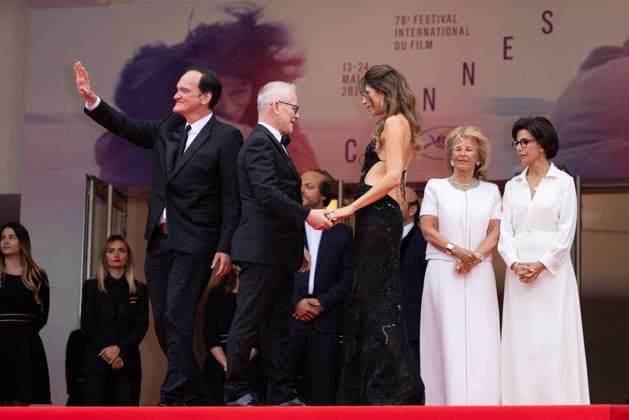 Cannes - Nouvelle Vague Red Carpet Thierry Fremaux, Cannes President Iris Knobloch, Rachida Dati, Daniella Tarantino and Quentin Tarantino attend the Nouvelle Vague (New Wave) red carpet at the 78th annual Cannes Film Festival at Palais des Festivals on May 17, 2025 in Cannes, France. Photo by Shootpix ABACAPRESS.COM Cannes France  Copyright: xShootpix ABACAx