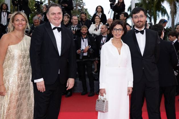 Cannes - Nouvelle Vague Red Carpet Philippe Tabarot, EU Commissioner for Prosperity and Industrial Strategy, Stephane Sejourne and French Culture Minister Rachida Dati arrive for the screening of the film Nouvelle Vague (New Wave) at the 78th edition of the Cannes Film Festival in Cannes, southern France, on May 17, 2025. Photo by Shootpix ABACAPRESS.COM Cannes France  Copyright: xShootpix ABACAx