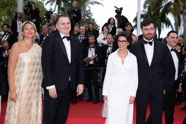 Cannes - Nouvelle Vague Red Carpet Philippe Tabarot, EU Commissioner for Prosperity and Industrial Strategy, Stephane Sejourne and French Culture Minister Rachida Dati arrive for the screening of the film Nouvelle Vague (New Wave) at the 78th edition of the Cannes Film Festival in Cannes, southern France, on May 17, 2025. Photo by Shootpix ABACAPRESS.COM Cannes France  Copyright: xShootpix ABACAx