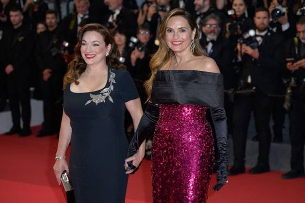 Cannes Die My Love Red Carpet NG Mariska Hargitay and Trish Adlesic attending the ‘Die My Love’ Screening and Red Carpet at Palais Des Festivals in Cannes, France on May 17 2025 as part of the 78th Cannes Film Festival. Photo by Nicolas Genin ABACAPRESS.COM Cannes France  Copyright: xGeninxNicolas ABACAx