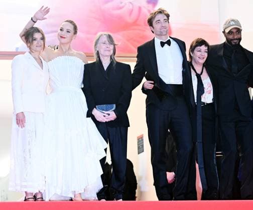Scottish director Lynn Ramsay, British actor Robert Pattinson, American actresses Jennifer Lawrence, Sissy Spacek, actor LaKeith Stanfield and producer Justine Ciarrocchi attend the premiere of Die My Love at the 78th Cannes Film Festival in Cannes, France on Saturday May 17, 2025.  CAN20250517161 RUNExHELLESTAD