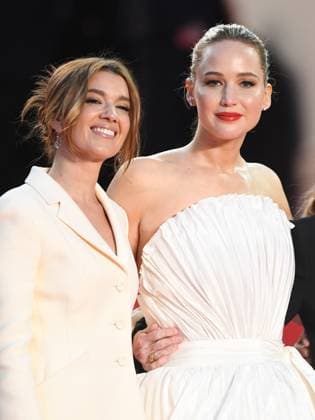 American actress Jennifer Lawrence and producer Justine Ciarrocchi attend the premiere of Die My Love at the 78th Cannes Film Festival in Cannes, France on Saturday May 17, 2025.  CAN20250517165 RUNExHELLESTAD