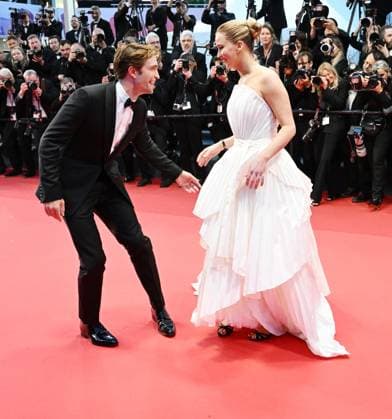 British actor Robert Pattinson and American actress Jennifer Lawrence attend the premiere of Die My Love at the 78th Cannes Film Festival in Cannes, France on Saturday May 17, 2025.  CAN20250517168 RUNExHELLESTAD
