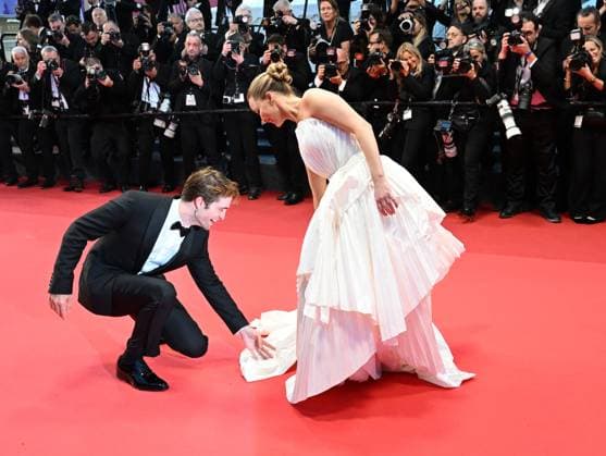 British actor Robert Pattinson and American actress Jennifer Lawrence attend the premiere of Die My Love at the 78th Cannes Film Festival in Cannes, France on Saturday May 17, 2025.  CAN20250517171 RUNExHELLESTAD
