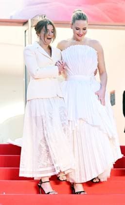 American actress Jennifer Lawrence and producer Justine Ciarrochi attend the premiere of Die My Love at the 78th Cannes Film Festival in Cannes, France on Saturday May 17, 2025.  CAN20250517183 RUNExHELLESTAD