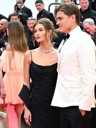 Cannes, 78th Cannes Film Festival 2025 - evening 5 - red carpet of the film Die, My Love Cannes, 78th Cannes Film Festival 2025 - evening 5 - red carpet of the film Die, My Love . In the photo Grace Elizabeth fiancé Nicolas Krause Cannes France  Copyright: xIPA ABACAx