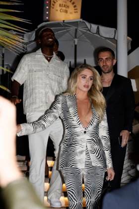 Internationale Filmfestspiele von Cannes, Le Grand Diner-Dadju Cannes - Le Grand Diner-Dadju At Carlton Paul Pogba, Maria Zulay Pogba Salaues arrive to Hotel Carlton Beach to attending Le Grand Diner-Dadju ahead the 78th annual Cannes Film Festival on May 17, 2025 in Cannes, France. Photo by Marco Piovanotto ABACAPRESS.COM Cannes France  Copyright: xPiovanottoxMarco ABACAx