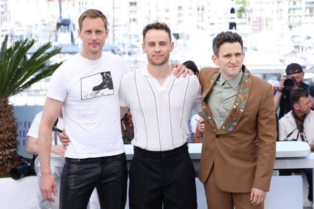 Cannes - Pillion Photocall Alexander Skarsgard, Harry Lighton and Harry Melling posing during the Pillion photocall at the 78th annual Cannes Film Festival at Palais des Festivals on May 18, 2025 in Cannes, France. Photo by Jerome Domine ABACAPRESS.COM Cannes France  Copyright: xDominexJerome ABACAx