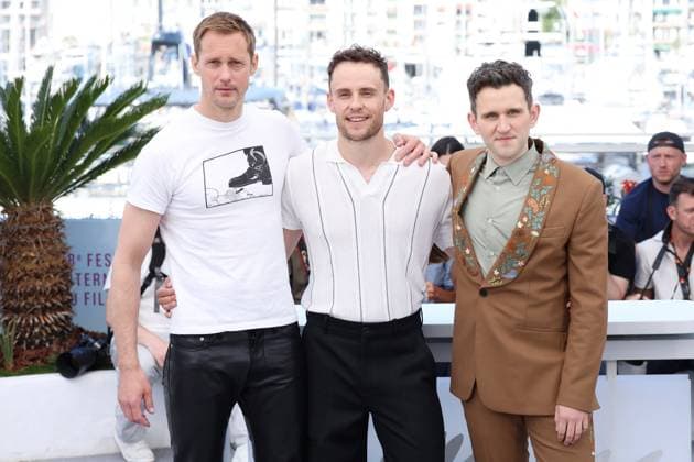 Cannes - Pillion Photocall Alexander Skarsgard, Harry Lighton and Harry Melling posing during the Pillion photocall at the 78th annual Cannes Film Festival at Palais des Festivals on May 18, 2025 in Cannes, France. Photo by Jerome Domine ABACAPRESS.COM Cannes France  Copyright: xDominexJerome ABACAx