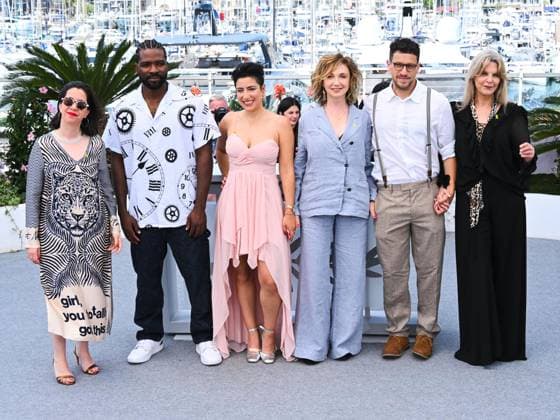 Cannes, France, France: Cannes, 78th Cannes Film Festival 2025 - day 6 - Photocall of the film Mama . In the photo: Adi Bar Yossef, Martin Obgu, Or Sinai, Evgenia Dodina, Matan Radin and Chelli Goldenberg Cannes France  - ZUMAp169 20250518_zea_p169_698 Copyright: xAlbertoxTerenghix