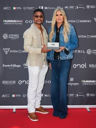 Cannes, 78th Cannes Film Festival 2025 - day 6 - press conference Filming Italy Sardinia - In the photo: Cuba Gooding Jr. and Tiziana Rocca  Copyright: xBarbaraxAmendolax xipa-agency.netx xPoolxVideoxEventsx05x IPA_Agency_IPA57874770
