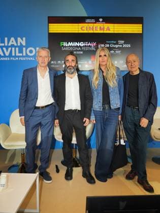Cannes, France: Cannes, 78th Cannes Film Festival 2025 - day 6 - press conference Filming Italy Sardegna - In the photo: guest, Fabrizio Maria Cortese, Tiziana Rocca, guest Cannes France  - ZUMAp169 20250518_zea_p169_860 Copyright: xBarbaraxAmendolax