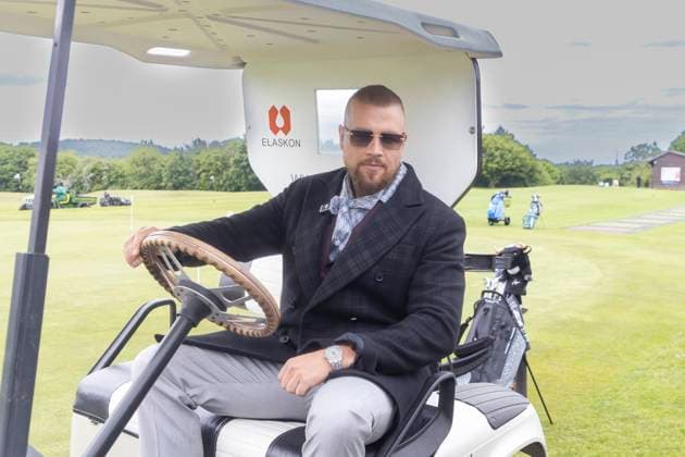 German rapper Kollegah, real name Felix Martin Andreas Matthias Blume, born August 3, 1984, visits the 7 Mittelstands Cup at the Ullersdorf Golf Club near Radeberg and tries a few tee shots himself