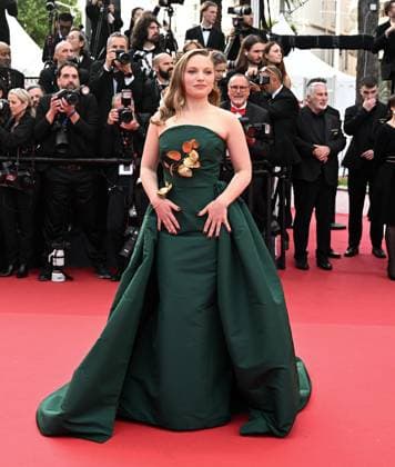 British actress Mia Threapleton attends the premiere of The Phoenician Scheme at the 78th Cannes Film Festival in Cannes, France on Sunday May 18, 2025.  CAN20250518186 RUNExHELLESTAD