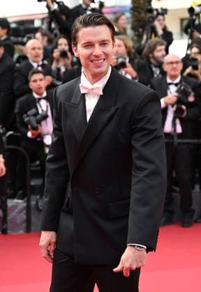 American actor Patrick Scwarzenegger attends the premiere of The Phoenician Scheme at the 78th Cannes Film Festival in Cannes, France on Sunday May 18, 2025.  CAN202505181164 RUNExHELLESTAD