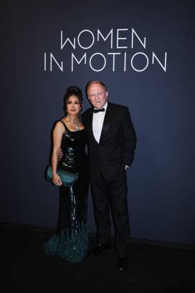 Milan, Italy: Cannes, Arrivals at the photocall of the 2025 Kering Women In Motion Awards and Cannes Film Festival Presidential Dinner event during the Festival de Cannes. In the photo: Francois-Henri Pinault (CEO of Kering), Salma Hayek (Actress) Milan Italy  - ZUMAp169 20250518_zea_p169_2621 Copyright: xAlessandroxBremecx