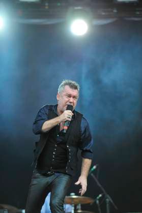 Cold Chisel at Hard Rock Calling Jimmy Barnes of Cold Chisel performing at Hard Rock Calling, Hyde Park, London, England, UK, 13th July 2012. festival concert music gig live on stage half length black blue shirt waistcoat microphone singing CAP MAR Martin Harris London Great Britain Copyright: xMartinxHarris CapitalxPicturesx