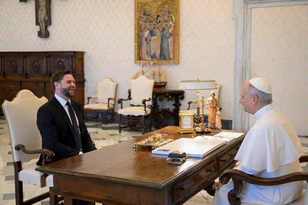 ITALY - POPE LEO XIV RECEIVES IN PRIVATE AUDIENCE H.E.MR JANES DAVID VANCE, VICE PRESIDENT OF THE UNITED STATES OF AMERICA AND H.E.MR NARCO RUBIO AT THE VATICAN - 2025 5 19 Italy, Rome,Vatican 2025 5 19 Pope Leo XIV receives in private audience H.E. Mr. James David Vance, Vice President of the United States of America at The Vatican , EDITORIAL USE ONLY - NO BOOKS Copyright: xALESSIAxGIULIANIx