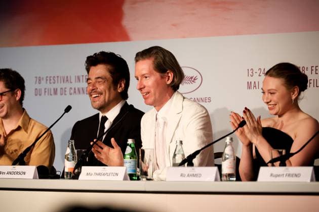 78eme Festival International du Film de Cannes Press conference for the film The Phoenician Scheme 78th Cannes International Film Festival Press conference for the film The Phoenician Scheme 444656 2025 05 19 Cannes France Anderson, Wes Winslet Threapleton, Mia Del Toro, Benicio  Copyright: xIvankaxVoisinx xStarfacex STAR_444656_049