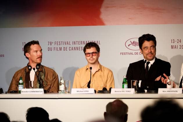 78eme Festival International du Film de Cannes Press conference for the film The Phoenician Scheme 78th Cannes International Film Festival Press conference for the film The Phoenician Scheme 444656 2025 05 19 Cannes France Cumberbatch, Benedict Cera, Michael Del Toro, Benicio  Copyright: xIvankaxVoisinx xStarfacex STAR_444656_056