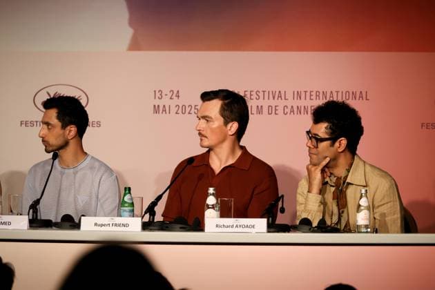 78eme Festival International du Film de Cannes Press conference for the film The Phoenician Scheme 78th Cannes International Film Festival Press conference for the film The Phoenician Scheme 444656 2025 05 19 Cannes France Ahmed, Riz Friend, Rupert Ayoade, Richard  Copyright: xIvankaxVoisinx xStarfacex STAR_444656_057