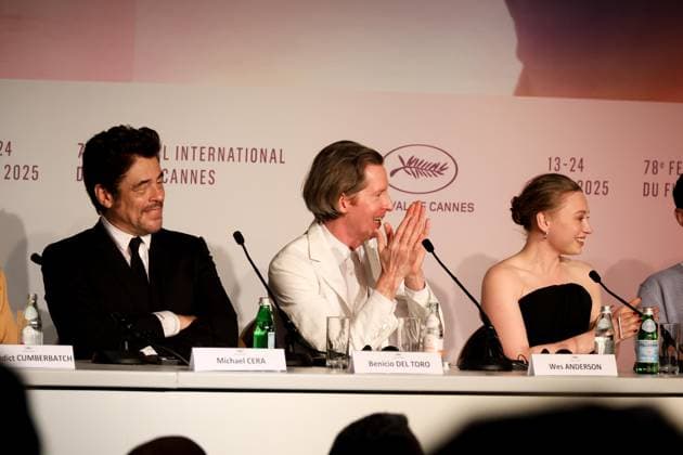 78eme Festival International du Film de Cannes Press conference for the film The Phoenician Scheme 78th Cannes International Film Festival Press conference for the film The Phoenician Scheme 444656 2025 05 19 Cannes France Anderson, Wes Winslet Threapleton, Mia Del Toro, Benicio  Copyright: xIvankaxVoisinx xStarfacex STAR_444656_058