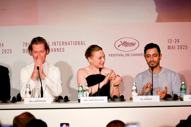 78eme Festival International du Film de Cannes Press conference for the film The Phoenician Scheme 78th Cannes International Film Festival Press conference for the film The Phoenician Scheme 444656 2025 05 19 Cannes France Anderson, Wes Winslet Threapleton, Mia Ahmed, Riz  Copyright: xIvankaxVoisinx xStarfacex STAR_444656_002