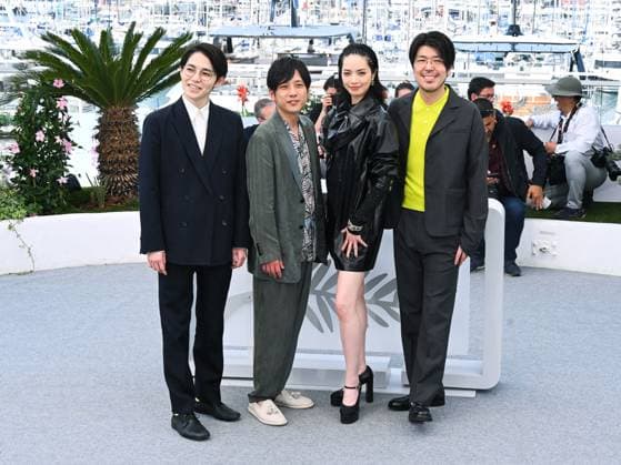 Cannes, 78th Cannes Film Festival 2025 - day 7 - photocall of the film Exit 8 - In the picture: Genki Kawamura, Nana Komatsu, Kazunari Ninomiya and Hirase Kentaro  Copyright: xAlbertoxTerenghix xipa-agency.netx xPoolxPhotoxEventsx05x IPA_Agency_IPA57940278