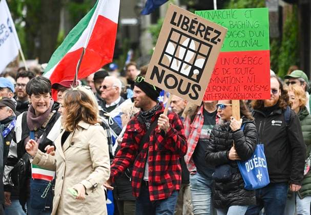 May 19, 2025, Montreal, Pq, Canada: People take part in a march to celebrate National Patriots Day in Montreal, Monday, May 19, 2025. Montreal Canada  - ZUMAc35_ 20250519_zaf_c35_001 Copyright: xGrahamxHughesx