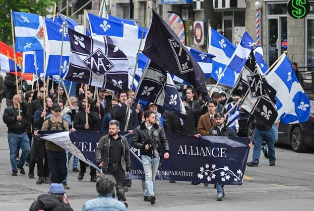May 19, 2025, Montreal, Pq, Canada: Members of the Nouvelle Alliance take part in a march to celebrate National Patriots Day in Montreal, Monday, May 19, 2025. Montreal Canada  - ZUMAc35_ 20250519_zaf_c35_002 Copyright: xGrahamxHughesx