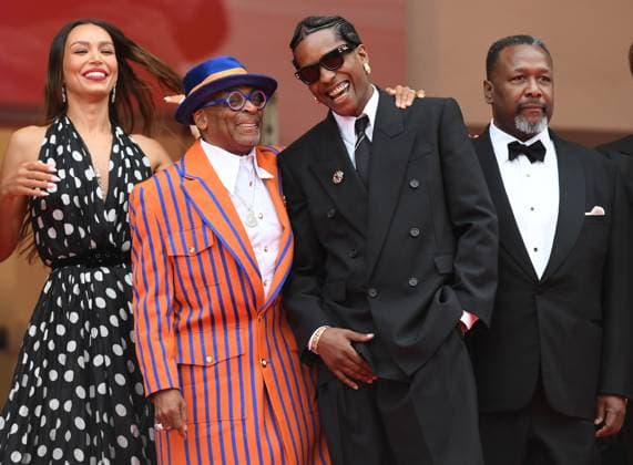 American actress Ilfenesh Hadera, director Spike Lee, actor Wendell Pierce and actor musician Asap Rocky attend the premiere of Highest 2 Lowest at the 78th Cannes Film Festival in Cannes, France on Monday May 19, 2025.  CAN20250519176 RUNExHELLESTAD