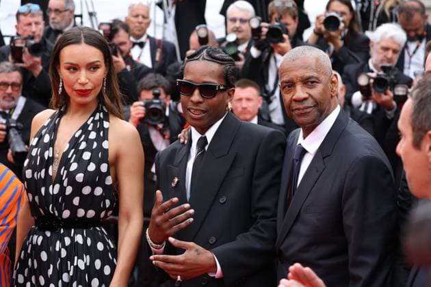 Highest 2 Lowest red carpet in Cannes Ilfenesh Hadera, A$AP Rocky and Denzel Washington during the Highest 2 Lowest premiere, 78th Cannes Film Festival, France on 19 May 2025. CAP GOL GOL Cannes CÃ te d Azur France Copyright: xRickxGold CapitalxPicturesx